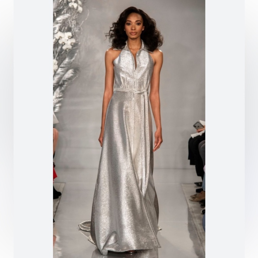 THEIA GOLD MAXI DRESS GOWN - Picture 2 of 13